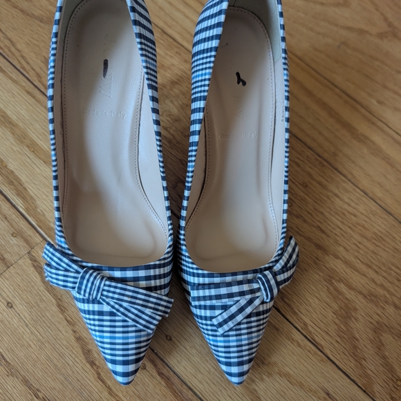 J. Crew Plaid Heels - Blue and White - Picture 2 of 3